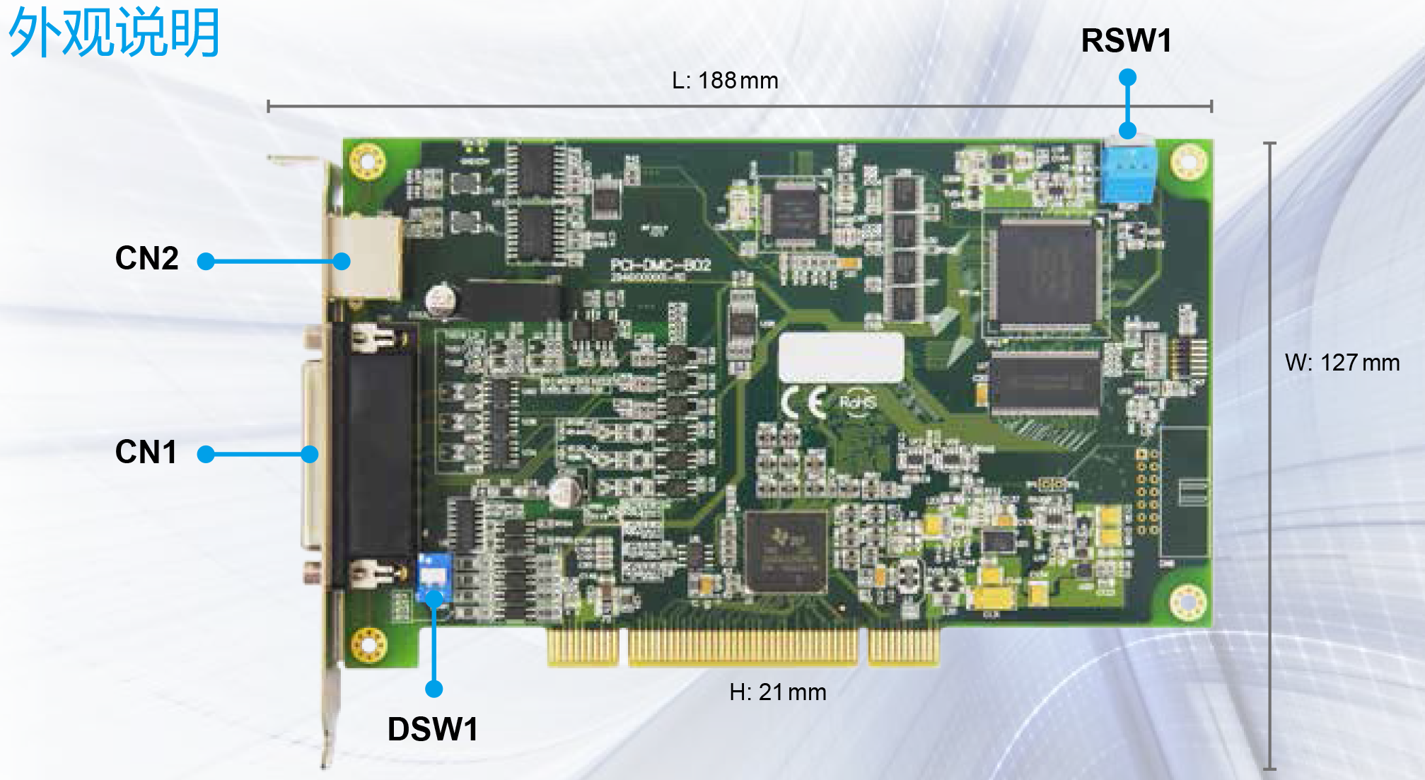 进阶型运动控制轴卡PCI-DMC-B02外观说明