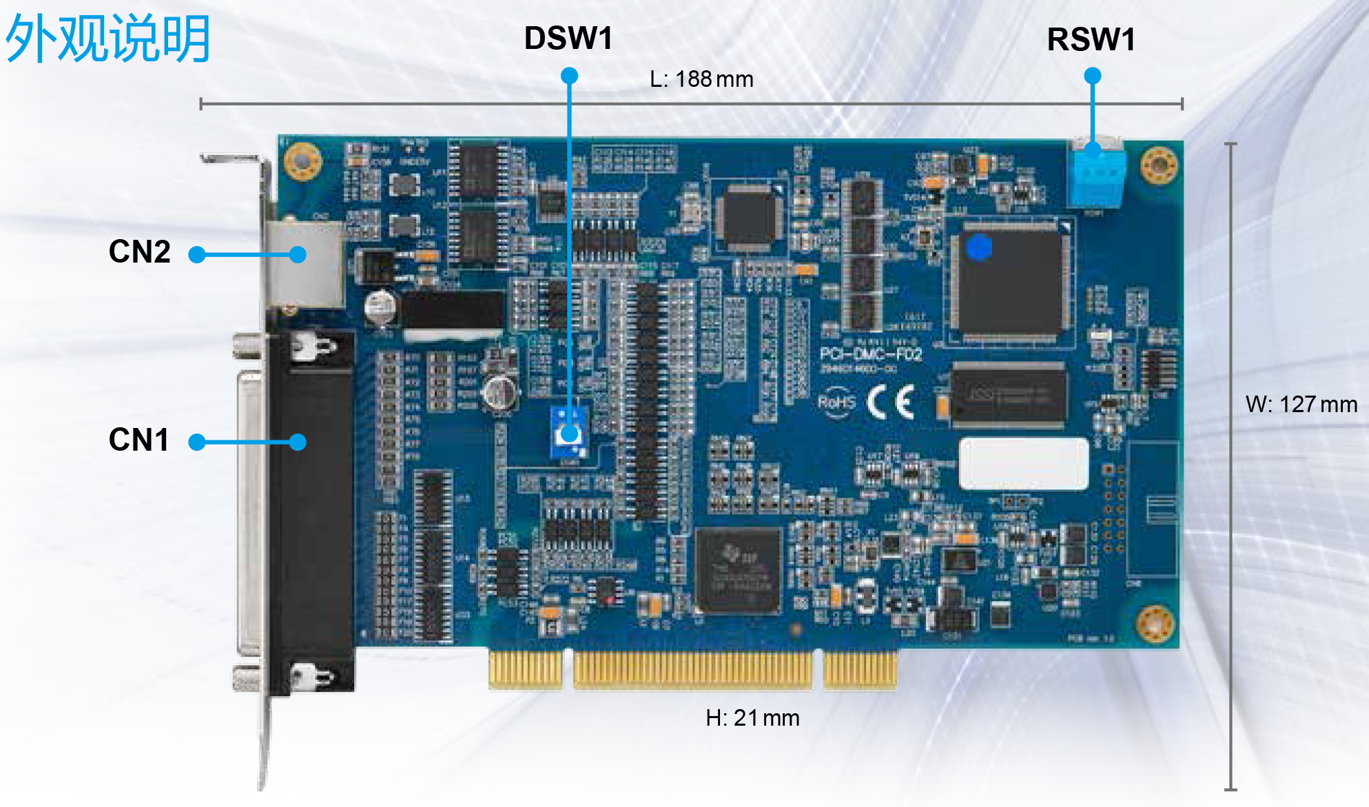 进阶型运动控制轴卡PCI-DMC-F02外观说明